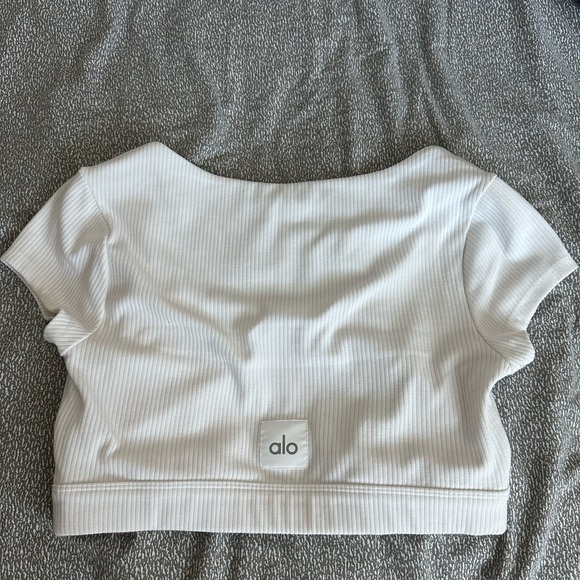 Alo Yoga White Ribbed Top - Picture 1 of 3